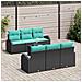 Set Divano da Giardino 7 pcs Nero e Turchese polyrattan - Foto miniatura 3