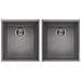 Lavello Quadra 200 Granitek Sottotop 38x44 cm 2 vasche Colore Grigio Cemento 48 - Foto miniatura 1