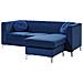 Divano Ad Angolo Sinistro In Velluto Blu Timra - Foto miniatura 3