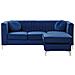 Divano Ad Angolo Sinistro In Velluto Blu Timra - Foto miniatura 1