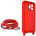 Cover Semirigida Per Iphone 13 Pro Max Cordino Nylon Intrecciato 80 Cm Rossa - Foto miniatura 4