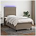 Letto a Molle con Materasso e LED Tortora 100x200cm in Tessuto - Foto miniatura 2