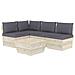 Set Divani Da Giardino Su Pallet 5 Pz Con Cuscini Legno Abete - Foto miniatura 1