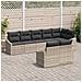 Set di divani da giardino a 8 pezzi con cuscini grigio chiaro in polyrattan - Foto miniatura 3