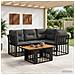 Set Divano da Giardino 5 pz Nero e Grigio scuro polyrattan - Foto miniatura 6