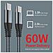 Cavo Di Ricarica Usb-c Da 60 W Con Ricarica Rapida, Compatibile Con Iphone 15/plus/pro Max, Samsung Galaxy S24/s23/s22, Pixel 7 Pro Grey 3 M - Foto miniatura 2