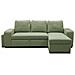 Divano Angolare Trasformabile Reversibile Valdo Da 3 A 4 Posti - Tessuto Neve Sage - Tablet Con Usb - Box + Pouf - 247x143x86 Cm - Foto miniatura 1