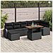 Set da Pranzo Giardino 8 Pezzi Cuscini Nero Polyrattan Acacia - Foto miniatura 2