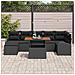Set da Pranzo Giardino 8 Pezzi Cuscini Nero Polyrattan Acacia - Foto miniatura 3