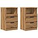 Comodini 2pz Rovere Artigianale 40x36x65cm in Legno Multistrato - Foto miniatura 1
