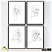 Set Di 4 Stampe Lamini Di Disegni E Schizzi A Una Linea Volti Donne 2 Poster Nordico Di Volti Nudi Corpi Al Naturale Tavolo Cornice Nera A3 - Foto miniatura 1