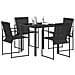Set da Pranzo per Giardino 5 pcs Nero Textilene e Acciaio - Foto miniatura 3