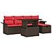 Set Divano da Giardino con cuscino 6 pcs Marrone polyrattan - Foto miniatura 1