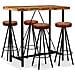 Set Da Bar 5 Pz Legno Massello Di Recupero Vera Pelle E Tessuto - Foto miniatura 1