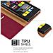 Custodia Compatibile Con Nokia Lumia 1020 In Rosso Vinaccia - Coperchio Protettiva Con Chiusura Magnetica, Funzione Stand E Tasca Per Le Carte - Foto miniatura 6