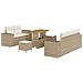 Set divano da giardino 8 pezzi con cuscini in rattan beige, polirattan acacia,  Set da pranzo da giardino 3 pezzi con cuscini in rattan beige, polirattan acacia - Foto miniatura 1