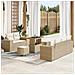 Set divano da giardino 8 pezzi con cuscini in rattan beige, polirattan acacia,  Set da pranzo da giardino 3 pezzi con cuscini in rattan beige, polirattan acacia - Foto miniatura 2
