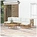 Set Salotto da Giardino 7pz con Cuscini Bianco Crema in Bambù - Foto miniatura 2