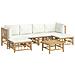 Set Salotto da Giardino 7pz con Cuscini Bianco Crema in Bambù - Foto miniatura 3