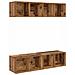 Mobile TV da Parete 4 pcs Legno antico 37 x 37 x 72 cm - Foto miniatura 1