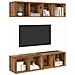 Mobile TV da Parete 4 pcs Legno antico 37 x 37 x 72 cm - Foto miniatura 3