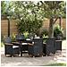 Set da Pranzo per Giardino 7 pcs Nero polyrattan - Foto miniatura 2