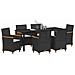 Set da Pranzo per Giardino 7 pcs Nero polyrattan - Foto miniatura 3