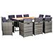 Set Da Pranzo Da Giardino 11 Pz Con Cuscini Polyrattan Grigio - Foto miniatura 1