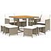 Set Da Pranzo Per Giardino 9pz Con Cuscini In Polyrattan Beige - Foto miniatura 1