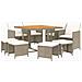 Set Da Pranzo Per Giardino 9pz Con Cuscini In Polyrattan Beige - Foto miniatura 2