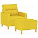 Poltrona Con Poggiapiedi Giallo Chiaro 60 Cm In Tessuto - Foto miniatura 3