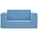 Divano Letto per Bambini a 2 Posti Blu in Morbido Peluche - Foto miniatura 2