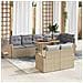 Set da Pranzo Giardino 9 Pezzi con Cuscini Beige Polyrattan Acacia - Foto miniatura 2