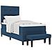 Letto con Box Spring con Materasso e Panchina Blu 100x200 cm Tessuto - Foto miniatura 1