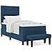 Letto con Box Spring con Materasso e Panchina Blu 100x200 cm Tessuto - Foto miniatura 4