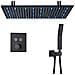 Set miscelatore doccia, Blackswan, tipo M160, modello nero opaco, 2 vie, termostato, illuminazione LED e montaggio a soffitto, misura 80 cm - Foto miniatura 1