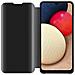 Custodia Compatibile Con Samsung Galaxy A02s Eu In Tormalina Nera - Clear View Specchio Coperchio Protettivo Con Funzione Di Supporto Protezione A 360 Gradi - Foto miniatura 3
