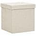 Sgabello Con Contenitore Pieghevole Bianco Crema In Simil Lino - Foto miniatura 2