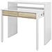 Consolle Billings, Scrivania Con Piano Estensibile, Scrittoio Porta Pc Con 2 Cassetti, 99x36h88 Cm, Bianco E Rovere - Foto miniatura 2
