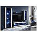 Komodee, Set Di Mobili Porta TV Tivoli Medio RTV, Black /White, LED Blu, Larghezza 245 cm x Altezza 159 cm x Profondità 35 cm, Per soggiorno, Camera da letto - Foto miniatura 2