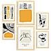 Set Di 6 Stampe Artistiche E Astratte Per L'interior Design Con Inchiostro Nero A3 & A4 Telaio In Legno Chiaro - Foto miniatura 1