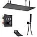 Set miscelatore doccia, Blackswan, tipo M159, modello nero opaco, 3 vie, termostato, bocca a cascata e montaggio a soffitto, misura 80 cm - Foto miniatura 1