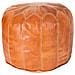 Pouf In Pelle Arancione 48x48x35h - Foto miniatura 1