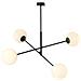 Lampada A Sospensione Linear - Nero, Bianco - Acciaio Verniciato A Polvere, Vetro - 102x51x102 Cm - Foto miniatura 6