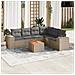 Set Divani Da Giardino 7 Pz Con Cuscini Beige In Polyrattan - Foto miniatura 1