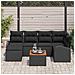 Set di Divano da Giardino  da 7 Pezzi con Cuscini Nero Polyrattan Acacia, Divano da Giardino  per 2 Persone con Magazzino e Cuscini Nero Polyrattan - Foto miniatura 3