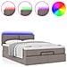 Pouf Letto con Materasso e LED Tortora 140x200 cm in Tessuto - Foto miniatura 5