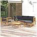 Set Salotto da Giardino 6pz con Cuscini Grigio Scuro Bambù - Foto miniatura 2