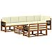 Set di divani da esterno 9 pcs Naturale e Crema Poliestere - Foto miniatura 1