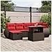 Set Divani da Giardino 7 pz con Cuscini Marrone in Polyrattan - Foto miniatura 2